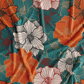 Till Green Big Floral Digital Printed Fabric Online Market